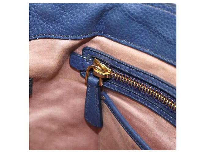 Borsa Miu Miu Vittero Dino Leather Blue Gold Auth 204405 D'oro - vista 22