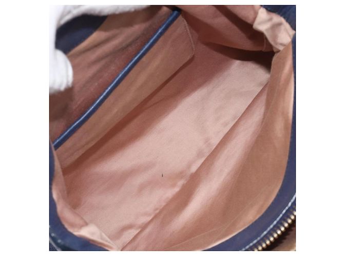 Borsa Miu Miu Vittero Dino Leather Blue Gold Auth 204405 D'oro - vista 27