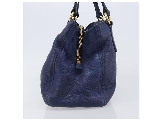 Borsa Miu Miu Vittero Dino Leather Blue Gold Auth 204405 D'oro - vista 3