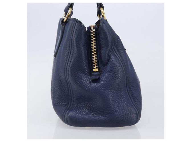 Borsa Miu Miu Vittero Dino Leather Blue Gold Auth 204405 D'oro - vista 4