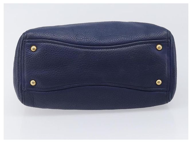 Borsa Miu Miu Vittero Dino Leather Blue Gold Auth 204405 D'oro - vista 5
