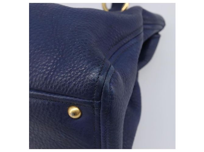 Borsa Miu Miu Vittero Dino Leather Blue Gold Auth 204405 D'oro - vista 8