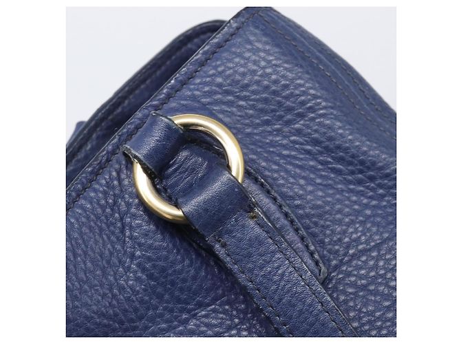 Borsa Miu Miu Vittero Dino Leather Blue Gold Auth 204405 D'oro - vista 9