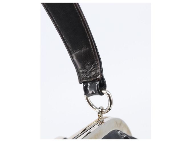 Borsa a mano CHANEL Matelasse Pelle verniciata Nero Argento CC Auth 201536V - vista 17
