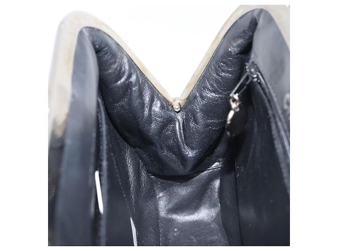 Borsa a mano CHANEL Matelasse Pelle verniciata Nero Argento CC Auth 201536V - vista 21