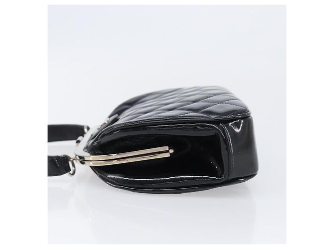 Borsa a mano CHANEL Matelasse Pelle verniciata Nero Argento CC Auth 201536V - vista 5