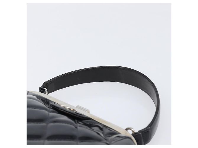 Borsa a mano CHANEL Matelasse Pelle verniciata Nero Argento CC Auth 201536V - vista 8