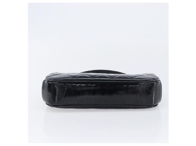 Borsa a mano CHANEL Matelasse Pelle verniciata Nero Argento CC Auth 201536V - vista 9