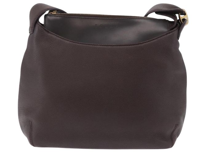 Borsa a tracolla LOEWE in pelle marrone scuro tono oro Auth ka6261A - vista 13