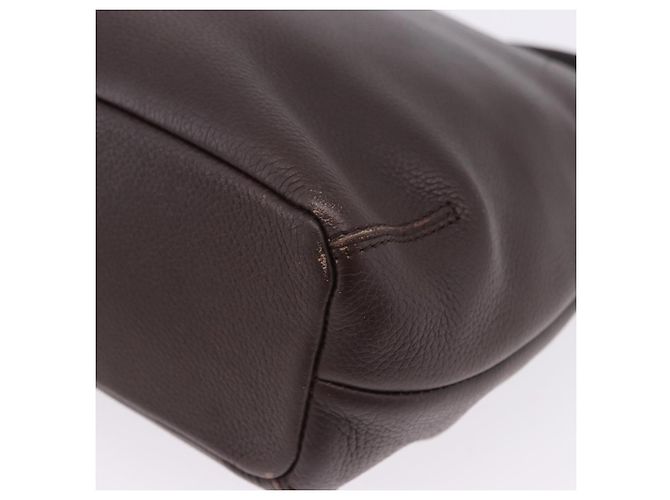 Borsa a tracolla LOEWE in pelle marrone scuro tono oro Auth ka6261A - vista 18