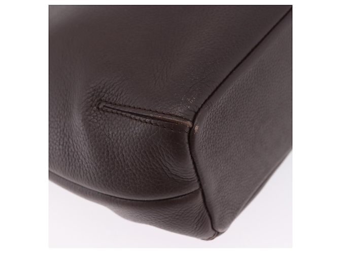 Borsa a tracolla LOEWE in pelle marrone scuro tono oro Auth ka6261A - vista 19