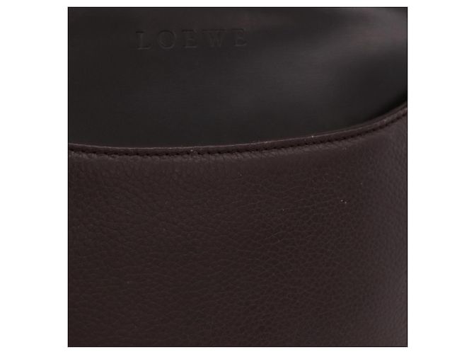 Borsa a tracolla LOEWE in pelle marrone scuro tono oro Auth ka6261A - vista 2