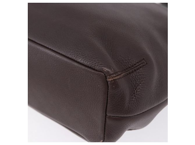 Borsa a tracolla LOEWE in pelle marrone scuro tono oro Auth ka6261A - vista 20