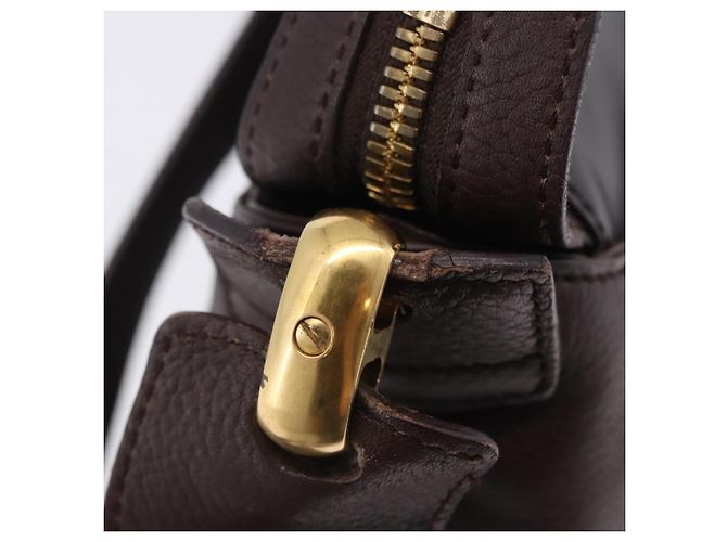 Borsa a tracolla LOEWE in pelle marrone scuro tono oro Auth ka6261A - vista 22