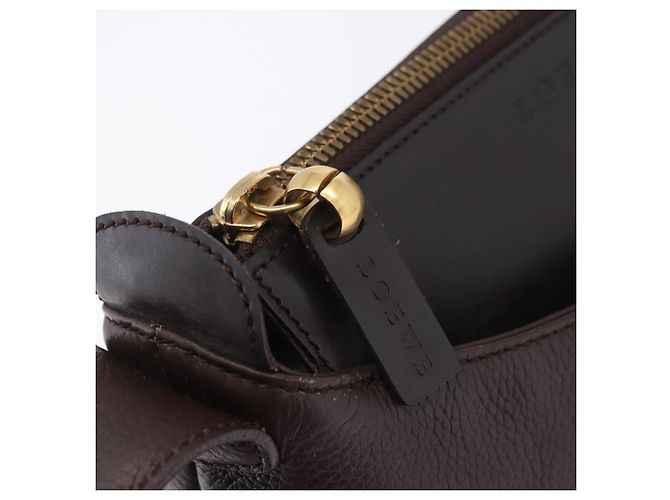 Borsa a tracolla LOEWE in pelle marrone scuro tono oro Auth ka6261A - vista 24