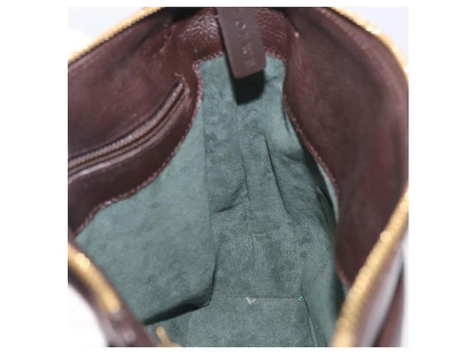 Borsa a tracolla LOEWE in pelle marrone scuro tono oro Auth ka6261A - vista 26