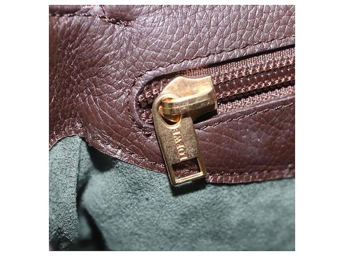 Borsa a tracolla LOEWE in pelle marrone scuro tono oro Auth ka6261A - vista 28