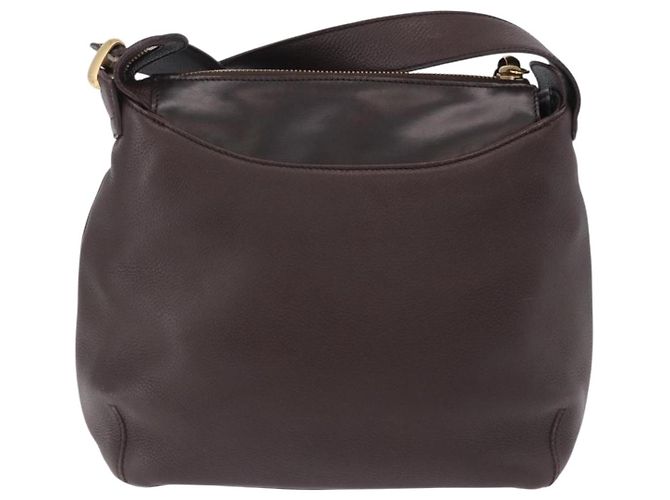 Borsa a tracolla LOEWE in pelle marrone scuro tono oro Auth ka6261A - vista 3