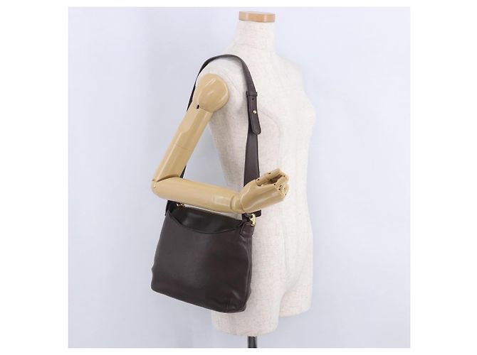 Borsa a tracolla LOEWE in pelle marrone scuro tono oro Auth ka6261A - vista 31