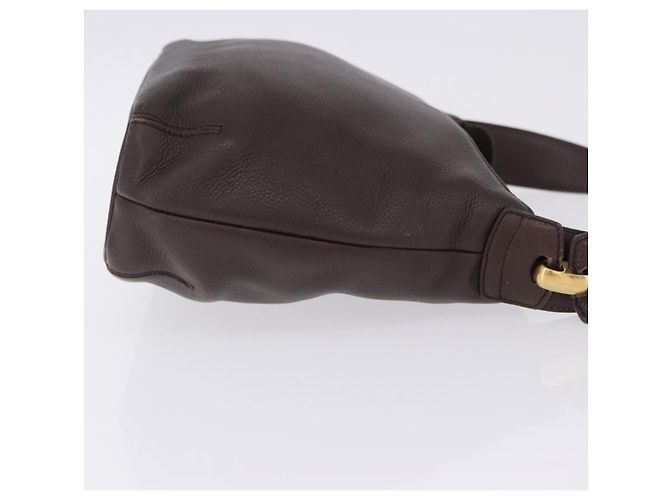Borsa a tracolla LOEWE in pelle marrone scuro tono oro Auth ka6261A - vista 4
