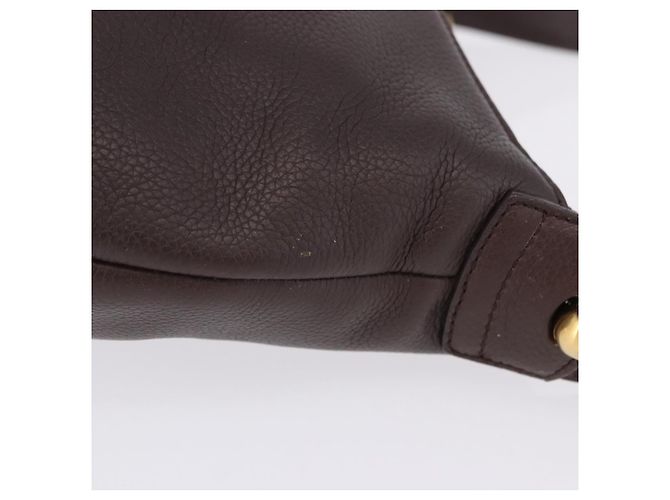 Borsa a tracolla LOEWE in pelle marrone scuro tono oro Auth ka6261A - vista 5