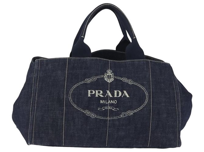 Borsa PRADA Canapa GM Denim Blue Gold Tone Auth ka6253V - vista 13