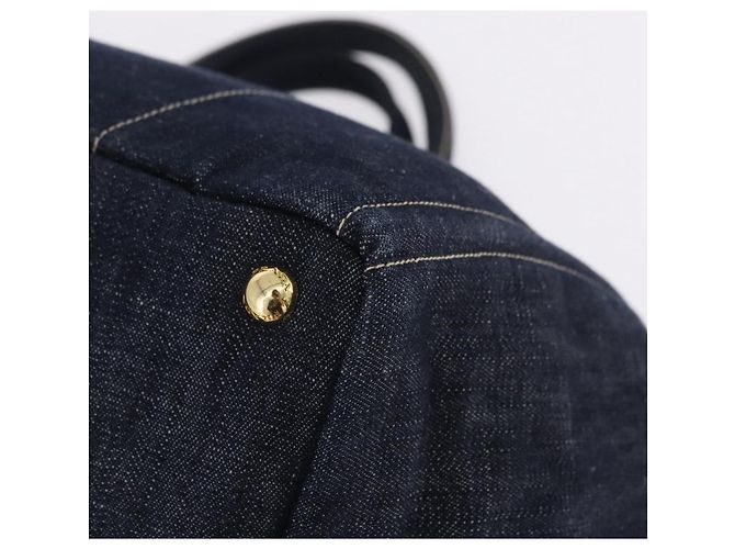 Borsa PRADA Canapa GM Denim Blue Gold Tone Auth ka6253V - vista 15
