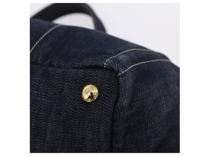 Borsa PRADA Canapa GM Denim Blue Gold Tone Auth ka6253V - vista 17