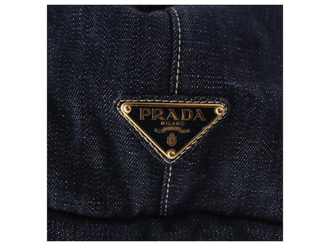 Borsa PRADA Canapa GM Denim Blue Gold Tone Auth ka6253V - vista 18