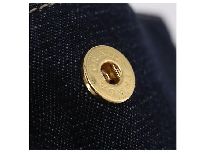 Borsa PRADA Canapa GM Denim Blue Gold Tone Auth ka6253V - vista 19
