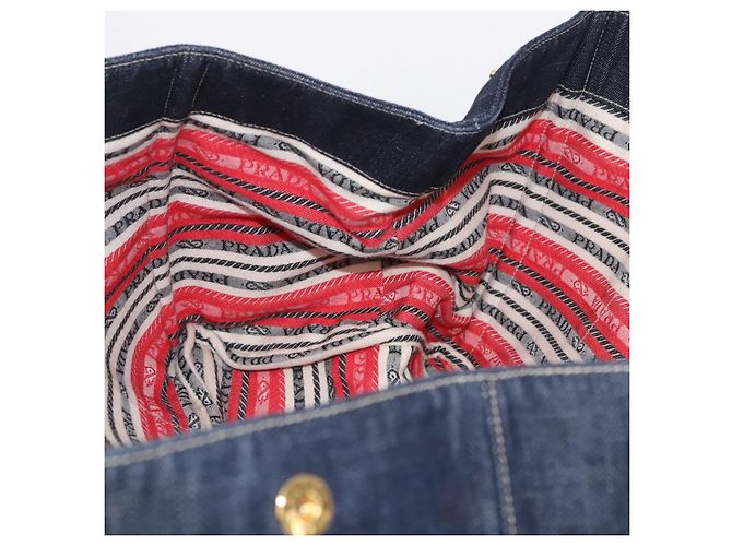 Borsa PRADA Canapa GM Denim Blue Gold Tone Auth ka6253V - vista 21