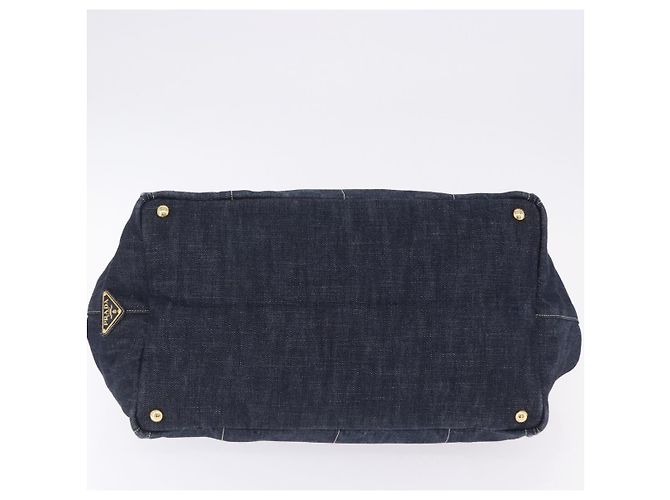 Borsa PRADA Canapa GM Denim Blue Gold Tone Auth ka6253V - vista 5