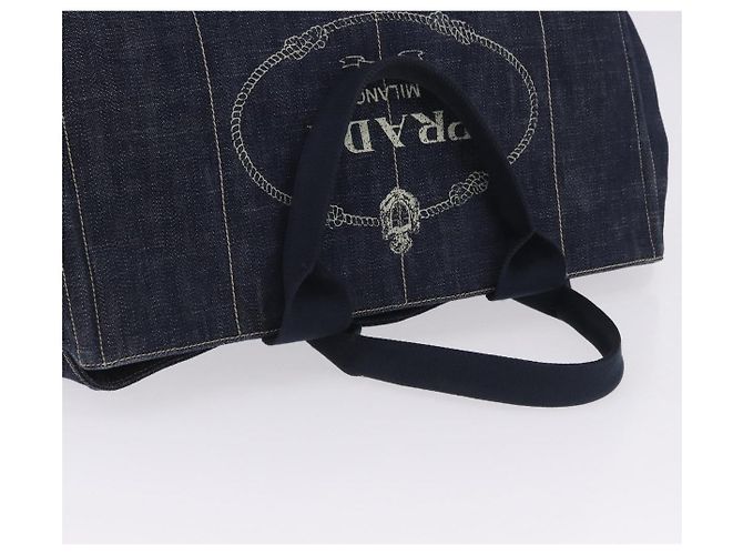 Borsa PRADA Canapa GM Denim Blue Gold Tone Auth ka6253V - vista 6