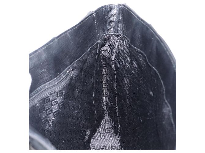 Borsa Tote GUCCI G in pelle e tela Nero Oro 002 1109 Auth am12611V D'oro - vista 19