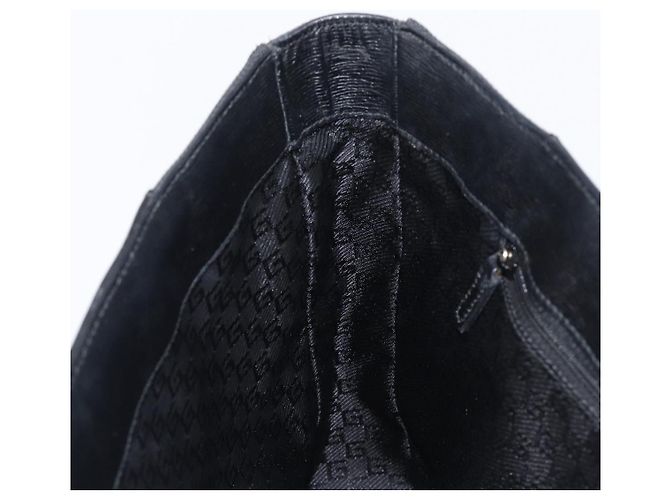 Borsa Tote GUCCI G in pelle e tela Nero Oro 002 1109 Auth am12611V D'oro - vista 20