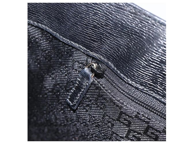 Borsa Tote GUCCI G in pelle e tela Nero Oro 002 1109 Auth am12611V D'oro - vista 21