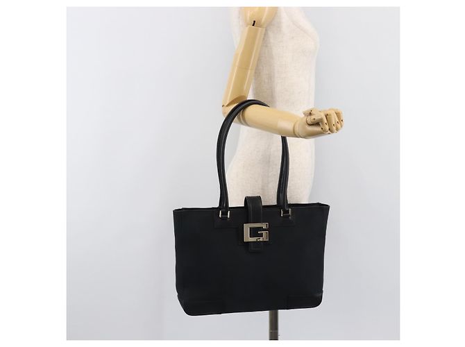 Borsa Tote GUCCI G in pelle e tela Nero Oro 002 1109 Auth am12611V D'oro - vista 24