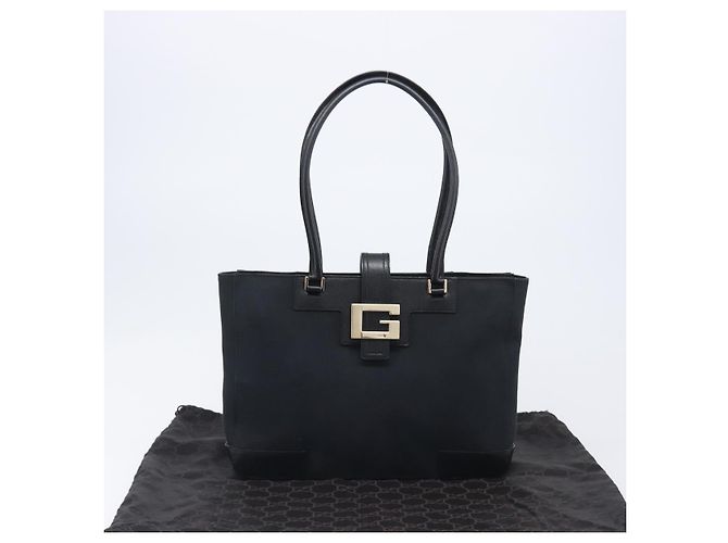 Borsa Tote GUCCI G in pelle e tela Nero Oro 002 1109 Auth am12611V D'oro - vista 25