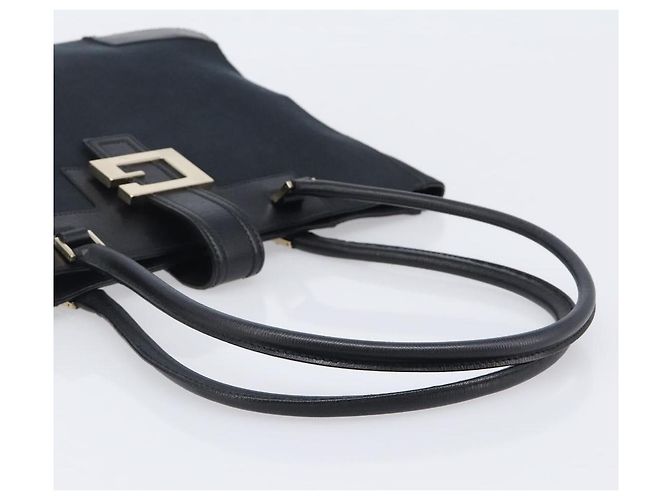 Borsa Tote GUCCI G in pelle e tela Nero Oro 002 1109 Auth am12611V D'oro - vista 7