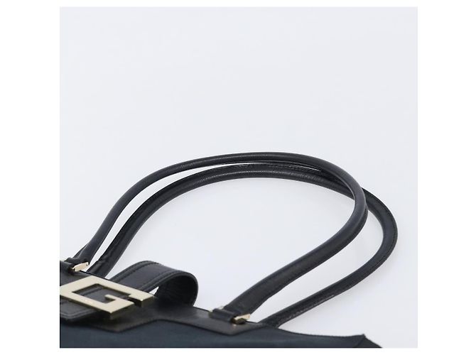 Borsa Tote GUCCI G in pelle e tela Nero Oro 002 1109 Auth am12611V D'oro - vista 8