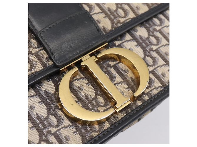 Borsa Christian Dior Trotter Canvas Oblique 30 Montaigne Navy Gold Auth LN131A D'oro Blu navy - vista 15