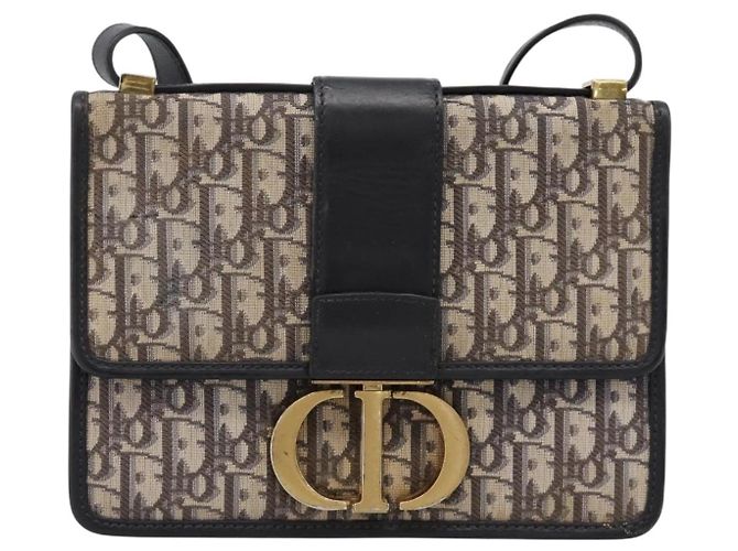 Borsa Christian Dior Trotter Canvas Oblique 30 Montaigne Navy Gold Auth LN131A D'oro Blu navy - vista 2