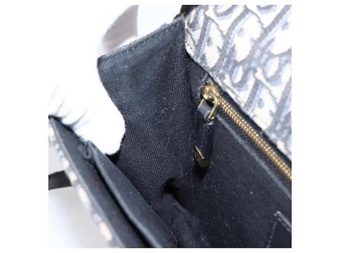 Borsa Christian Dior Trotter Canvas Oblique 30 Montaigne Navy Gold Auth LN131A D'oro Blu navy - vista 21