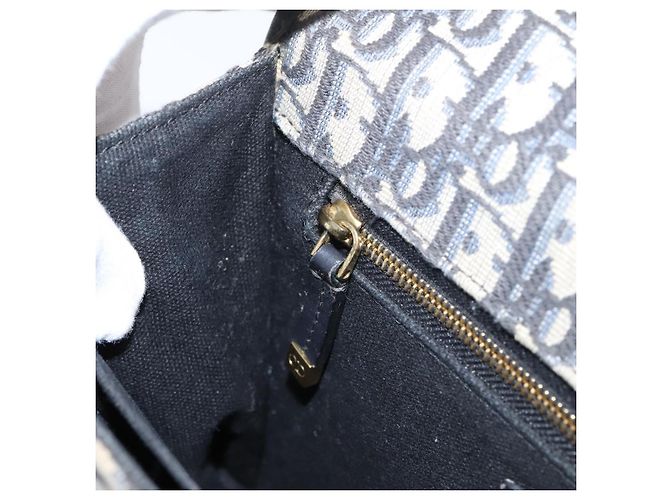 Borsa Christian Dior Trotter Canvas Oblique 30 Montaigne Navy Gold Auth LN131A D'oro Blu navy - vista 22