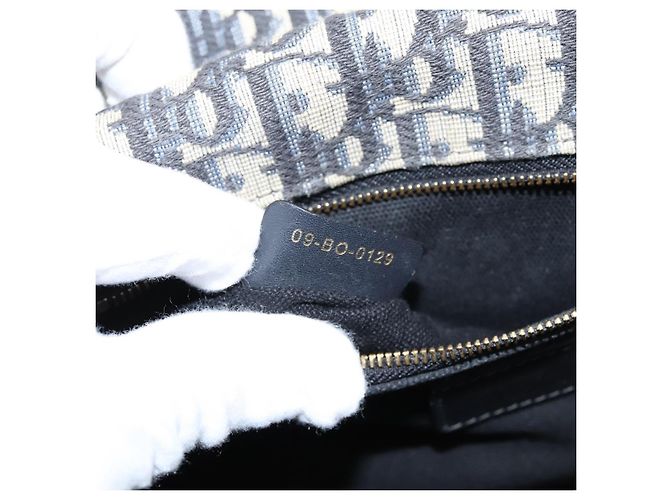 Borsa Christian Dior Trotter Canvas Oblique 30 Montaigne Navy Gold Auth LN131A D'oro Blu navy - vista 24