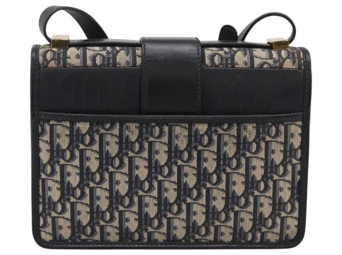 Borsa Christian Dior Trotter Canvas Oblique 30 Montaigne Navy Gold Auth LN131A D'oro Blu navy - vista 3