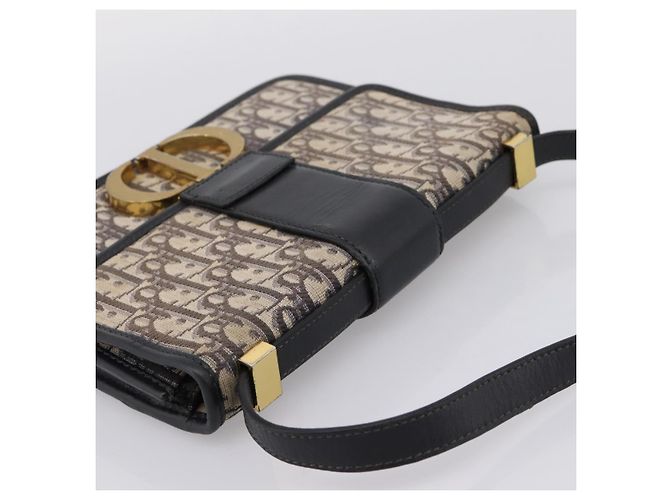 Borsa Christian Dior Trotter Canvas Oblique 30 Montaigne Navy Gold Auth LN131A D'oro Blu navy - vista 6
