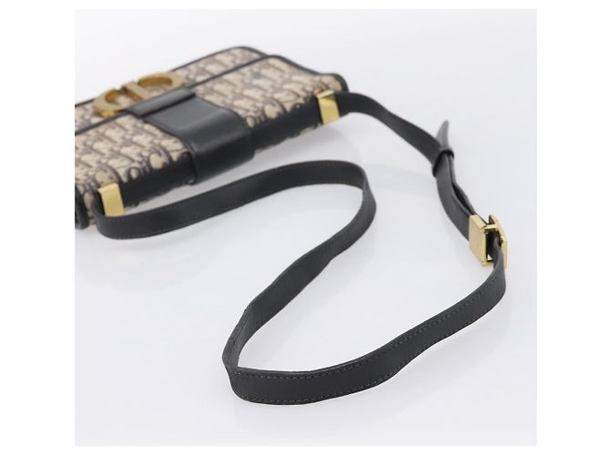 Borsa Christian Dior Trotter Canvas Oblique 30 Montaigne Navy Gold Auth LN131A D'oro Blu navy - vista 7