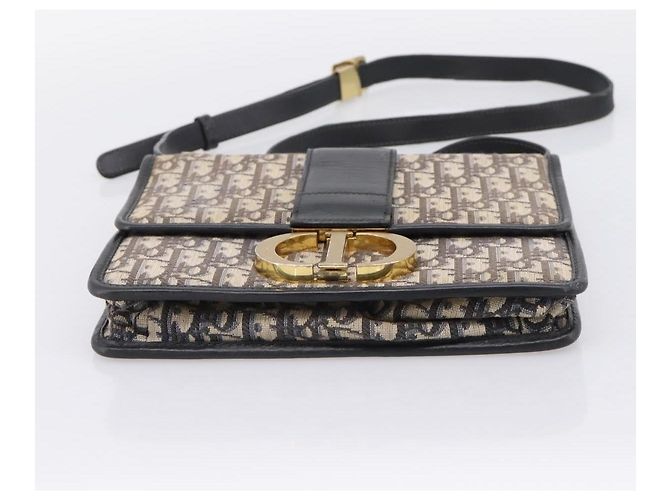 Borsa Christian Dior Trotter Canvas Oblique 30 Montaigne Navy Gold Auth LN131A D'oro Blu navy - vista 9