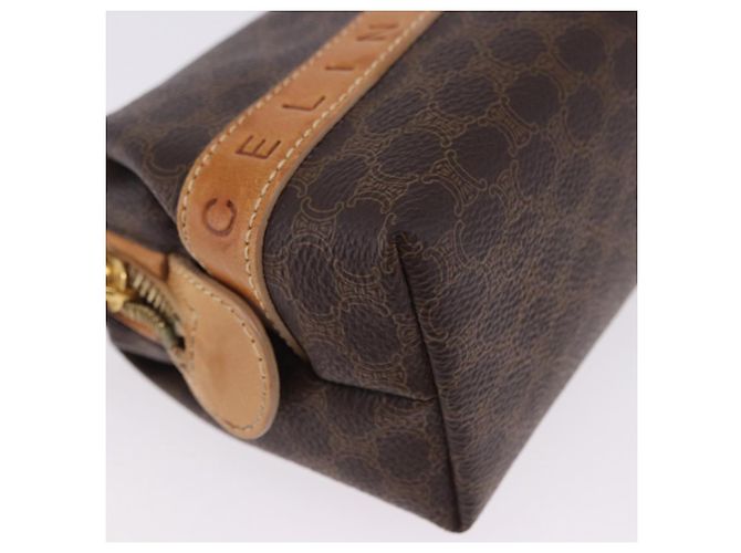 Céline Pouch CELINE Macadam Canvas PVC Leather Brown Gold Auth ki6850 Marrone D'oro - vista 10